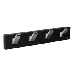 Perchero Madera Negro 4 Pomos Cromados