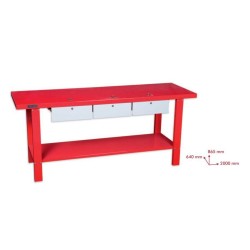 Mesa de Trabajo Metálica Con 3 Cajones