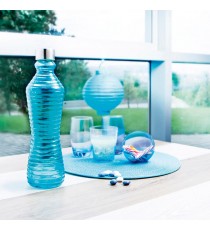Botella de Vidrio Azul Con Tapa 1 Litro
